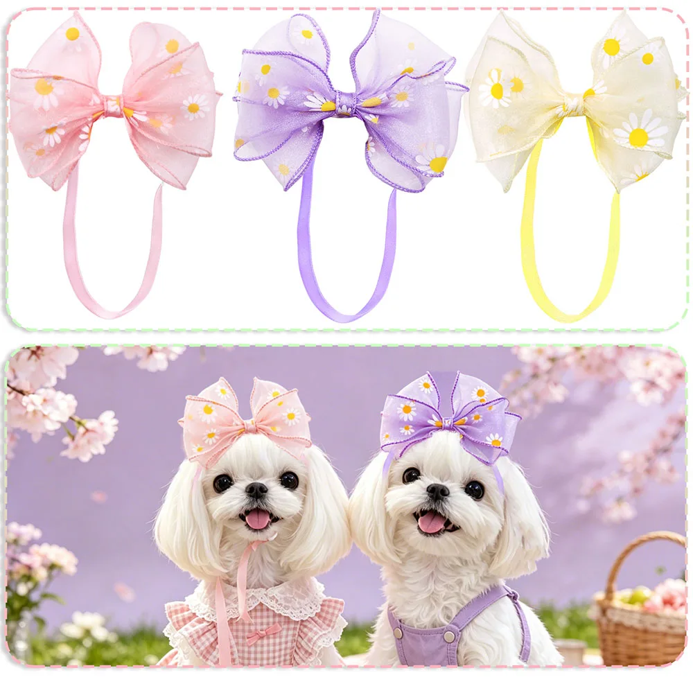 Lazos decorativos para perros con estampado floral