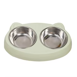 Comedero doble acero inoxidable antideslizante para perros y gatos