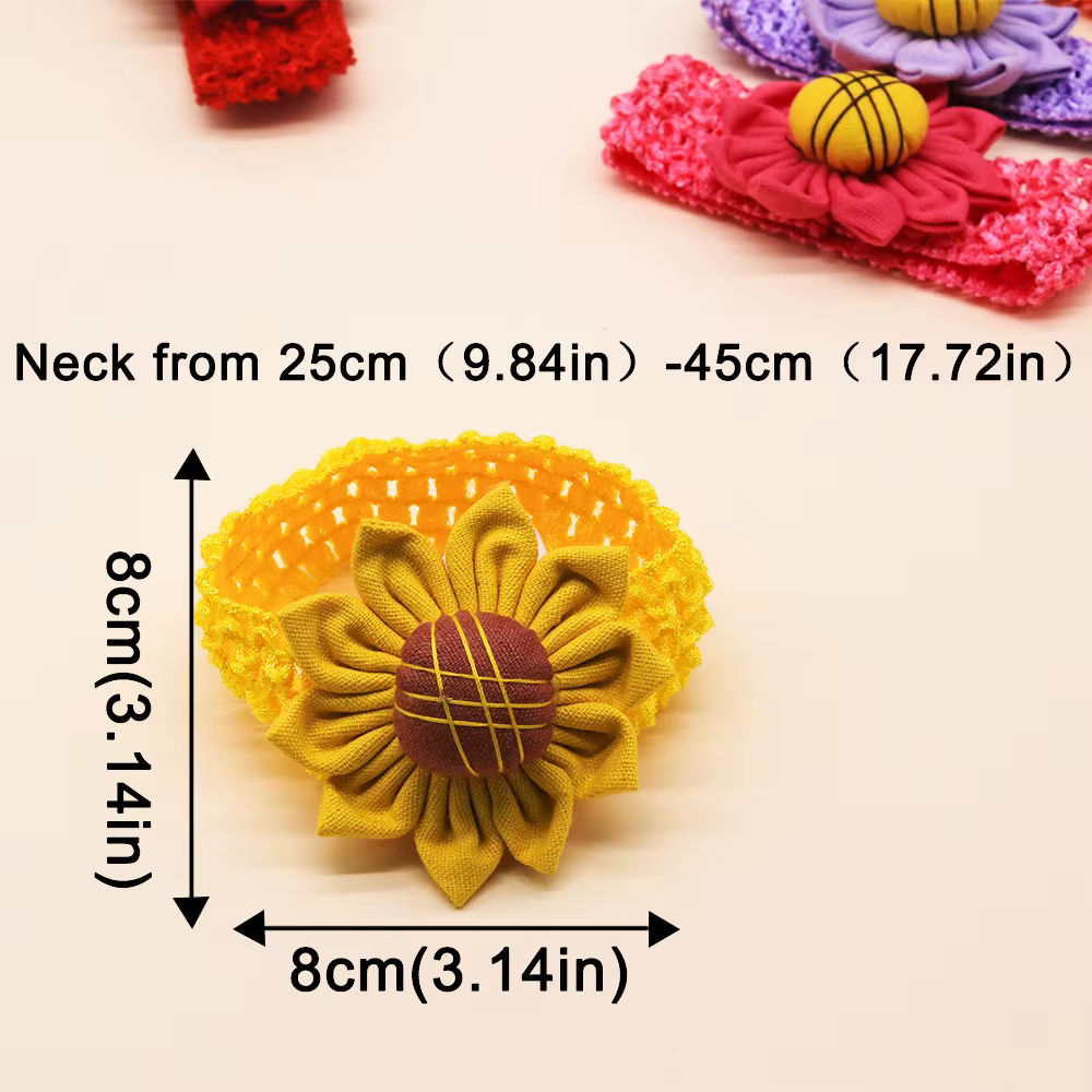 Collar de punto con girasol para gatos y perros pequeños
