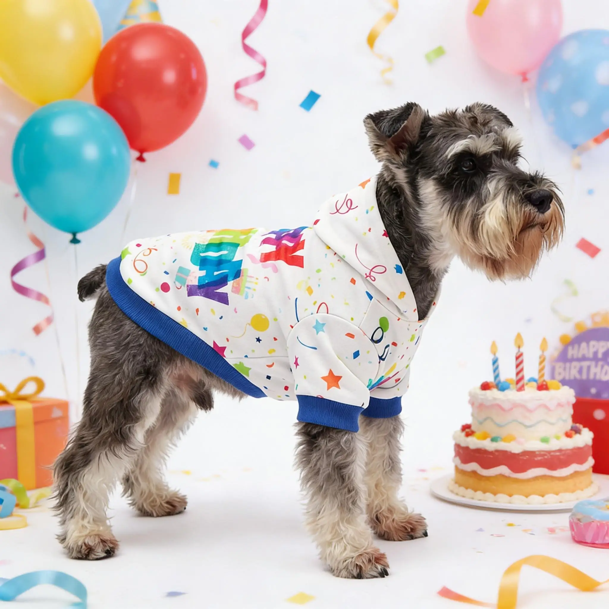 Sudadera con capucha Feliz Cumpleaños para perros y gatos pequeños