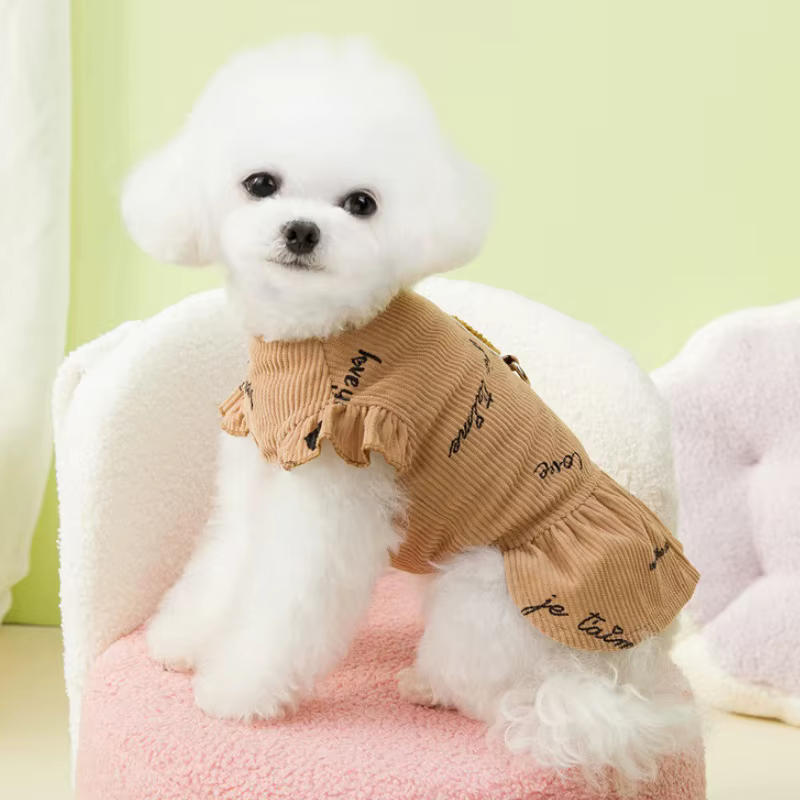 Vestido con mangas abullonadas para perro y gato – Ropa con estampado para mascotas