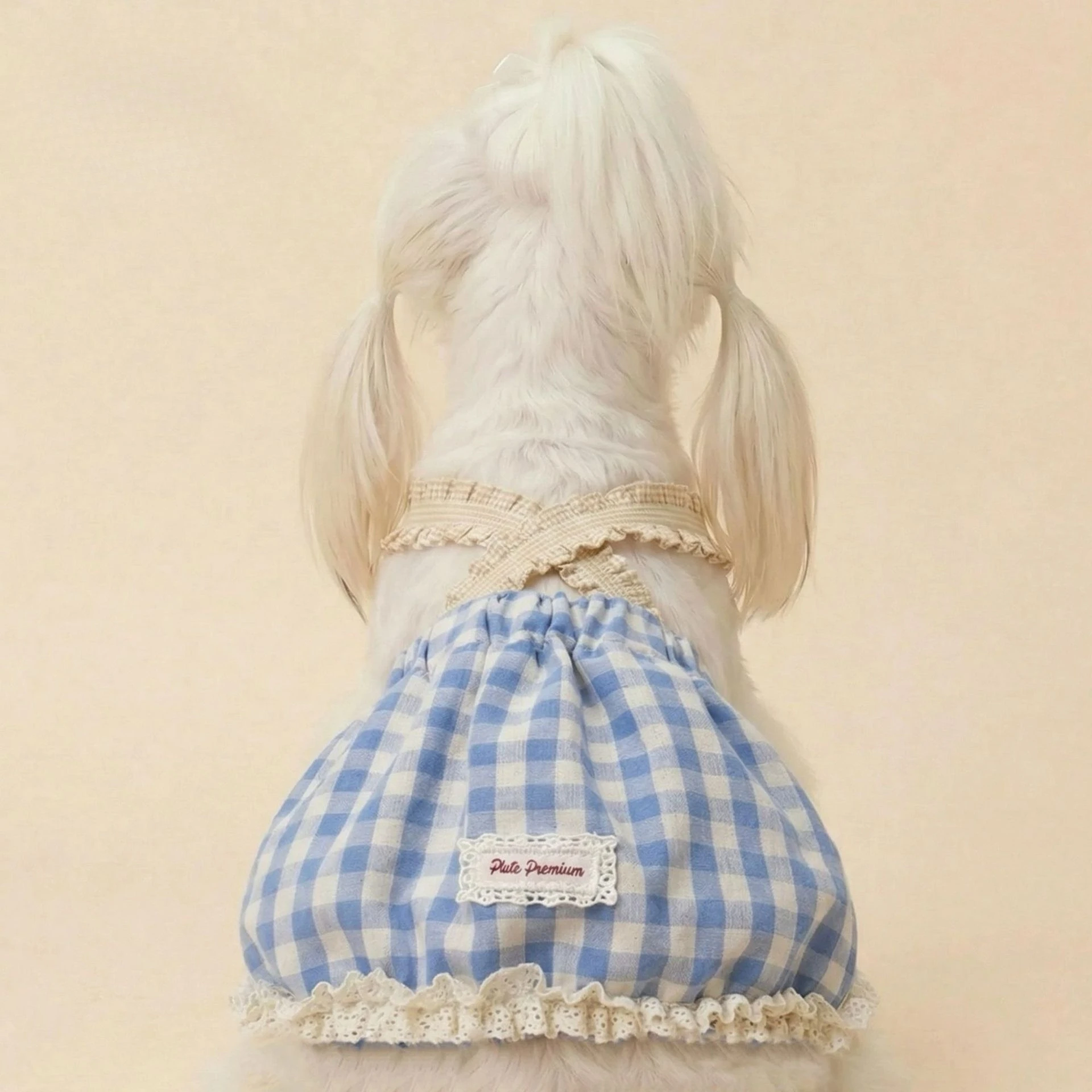 Vestido a cuadros con falda de calabaza para perros pequeños