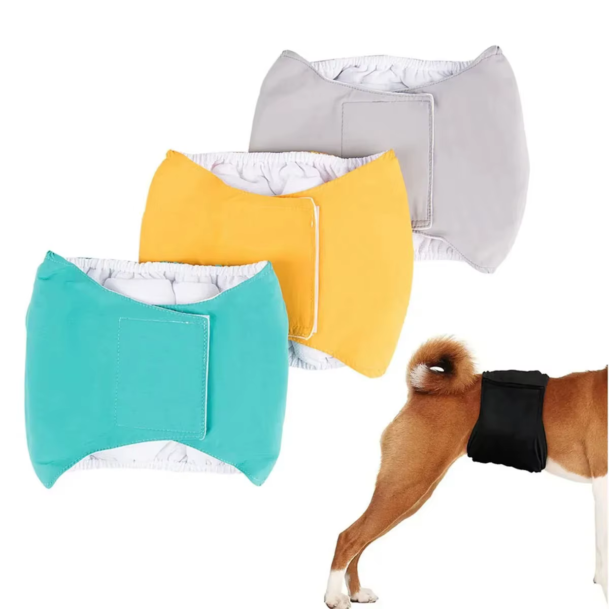 Pañal reutilizable para perro macho – Braga abdominal lavable - imagen 3