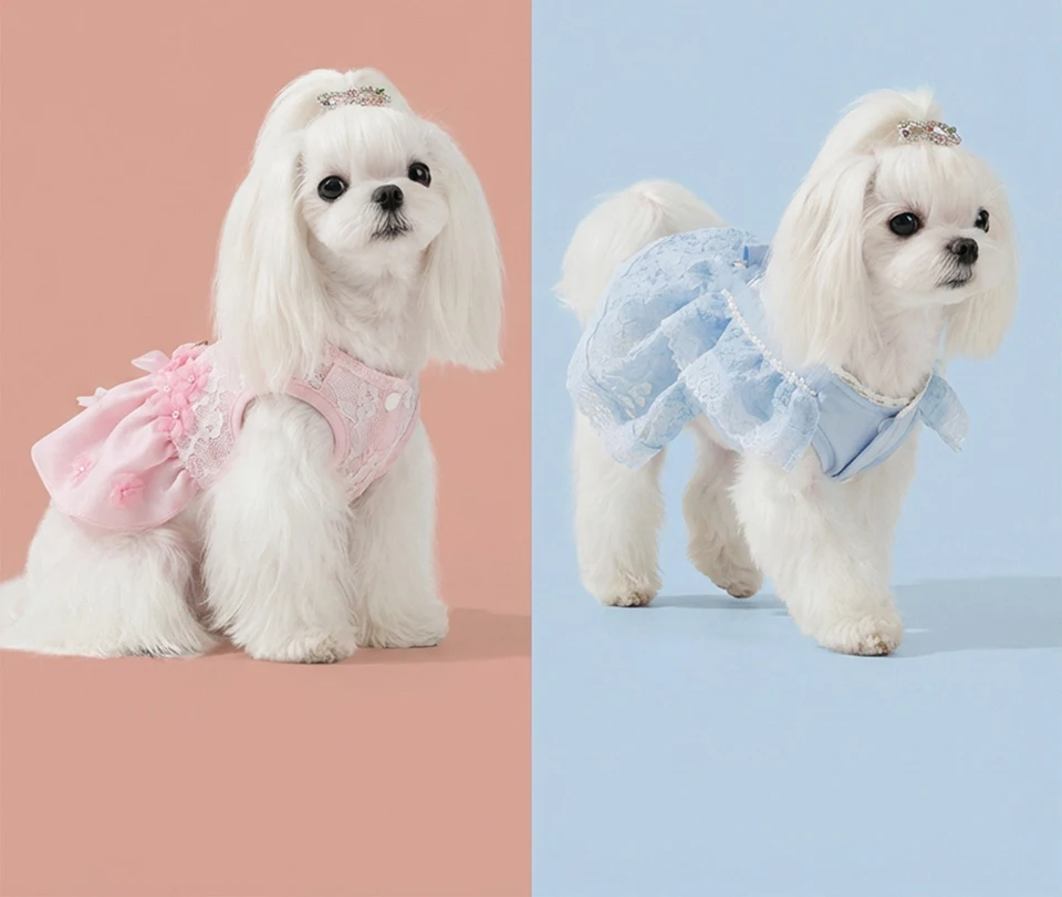 Falda de encaje rosa estilo princesa para perro pequeño