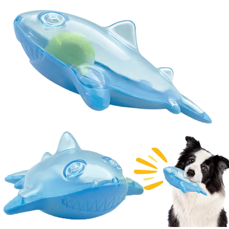 Juguete de goma tiburón flotante para perros