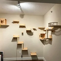 Hamaca de pared para gatos – Plataforma de descanso y trepar en madera