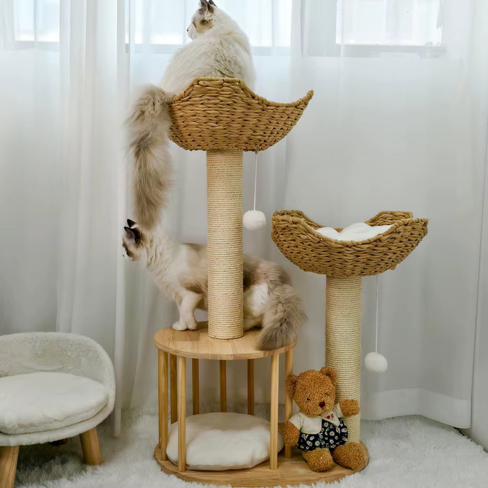 Árbol Rascador para Gatos de 3 Niveles con Cueva y Sisal