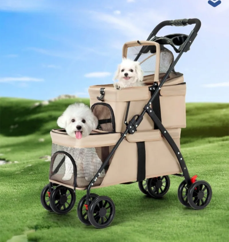 Carrito de paseo abierto con dos capas visibles