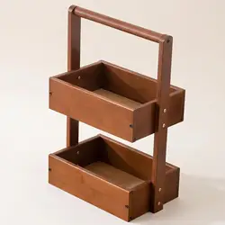 Organizador de madera con asa para encimera – Estantería portátil para baño
