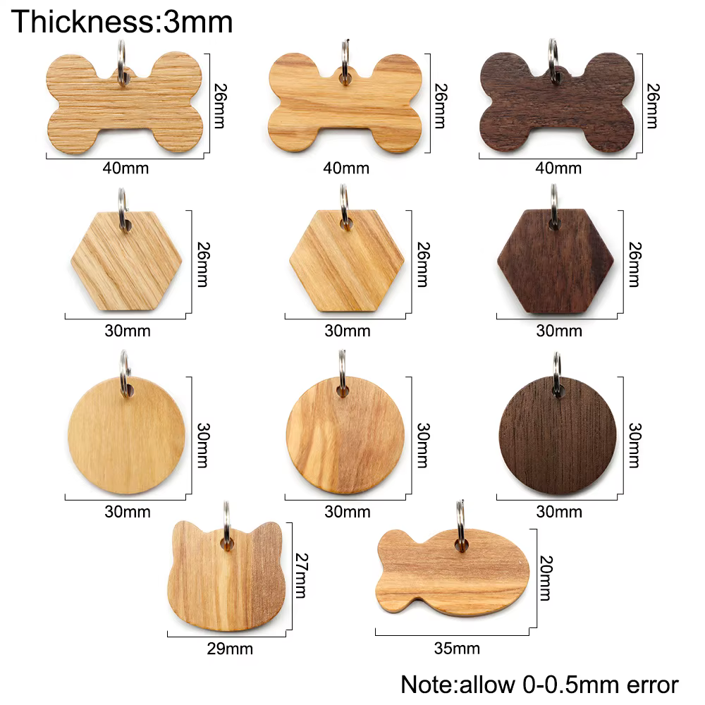 Etiqueta de madera redondeada con grabado personalizado