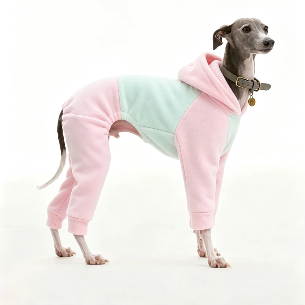 Sudadera de forro polar para galgo italiano y whippet en tonos de bloques de color