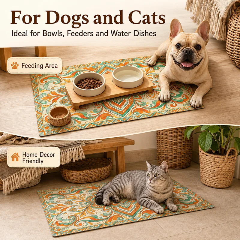 Alfombrilla para comedero impermeable antideslizante gatos y perros - imagen 3