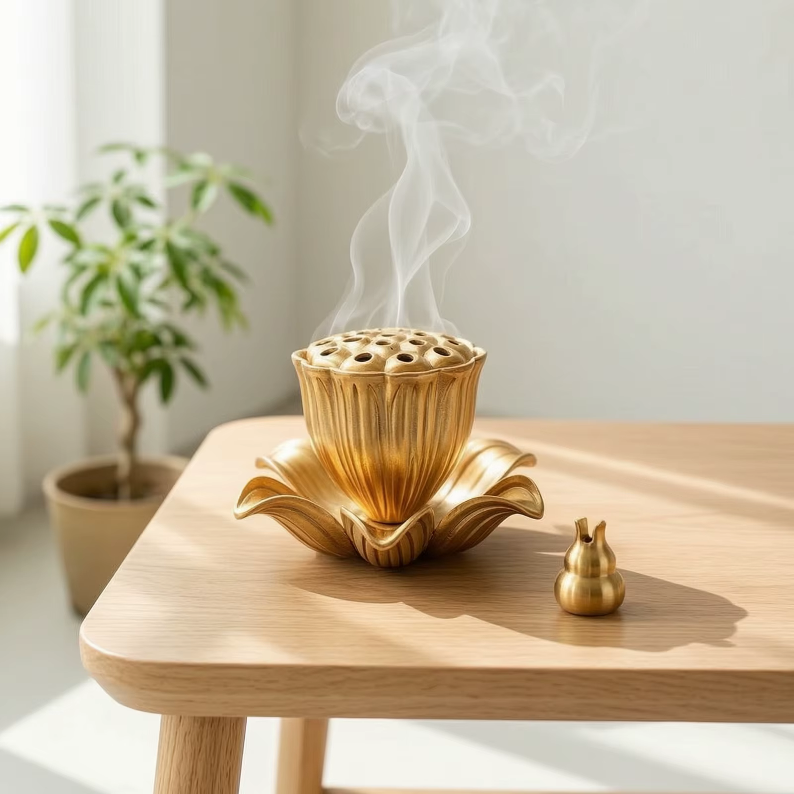 Incensario de Latón para Incienso – Quemador Decorativo con Tapa - imagen 3