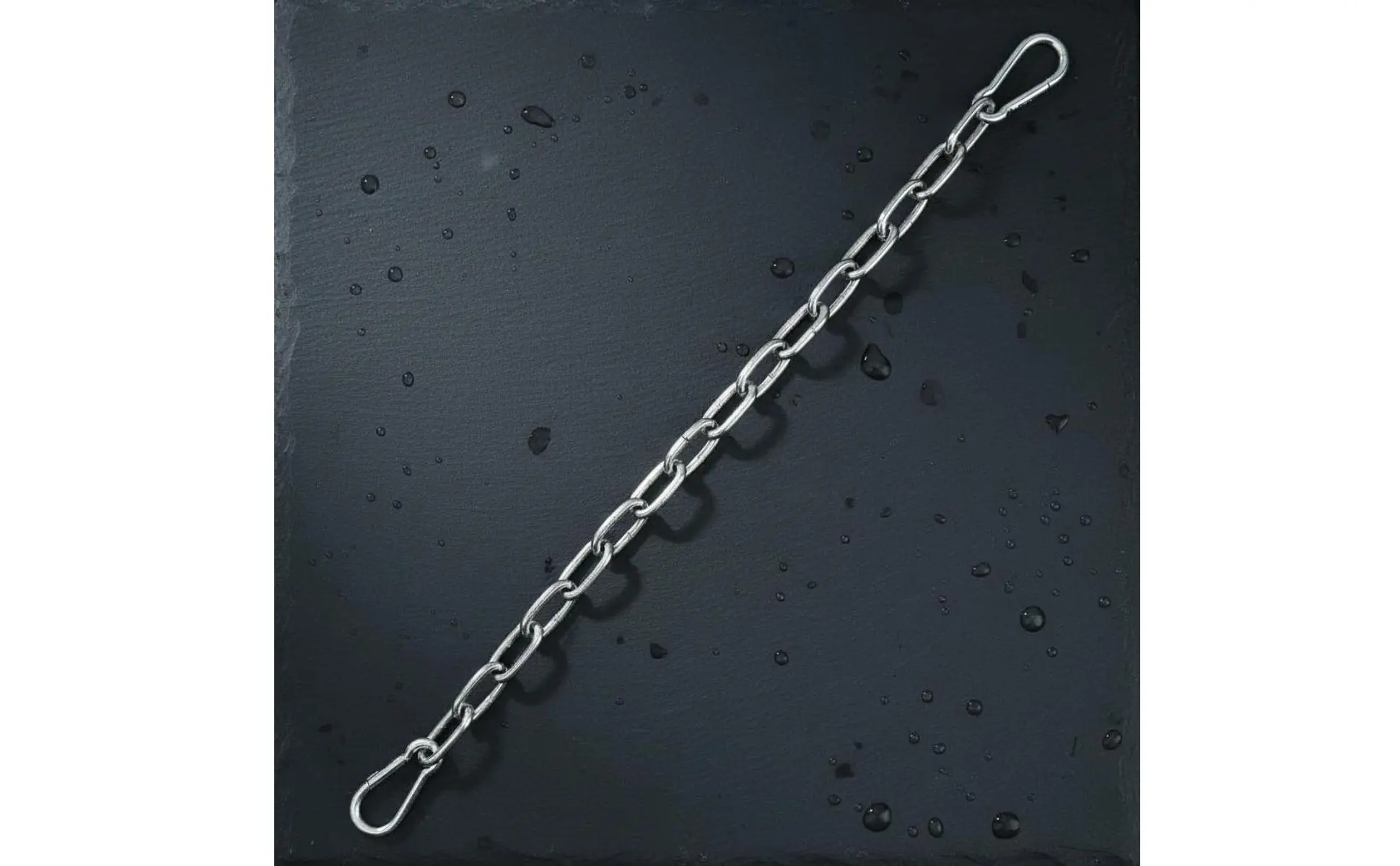 Cadena extensora de acero inoxidable con mosquetones para sistema de poleas