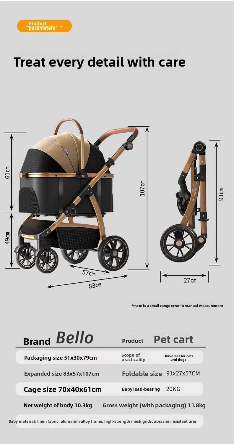 Carrito plegable en exterior con mascota