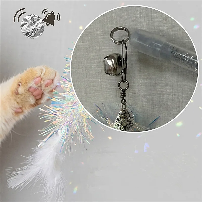 Juguete interactivo para gatos – Varita de plumas con sonido - imagen 3