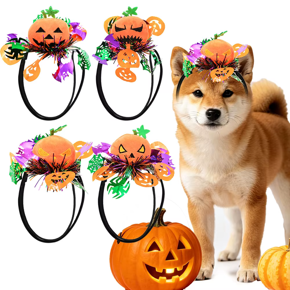 Lazos pelo perro Halloween calabaza - Ajustables brillantes - imagen 2