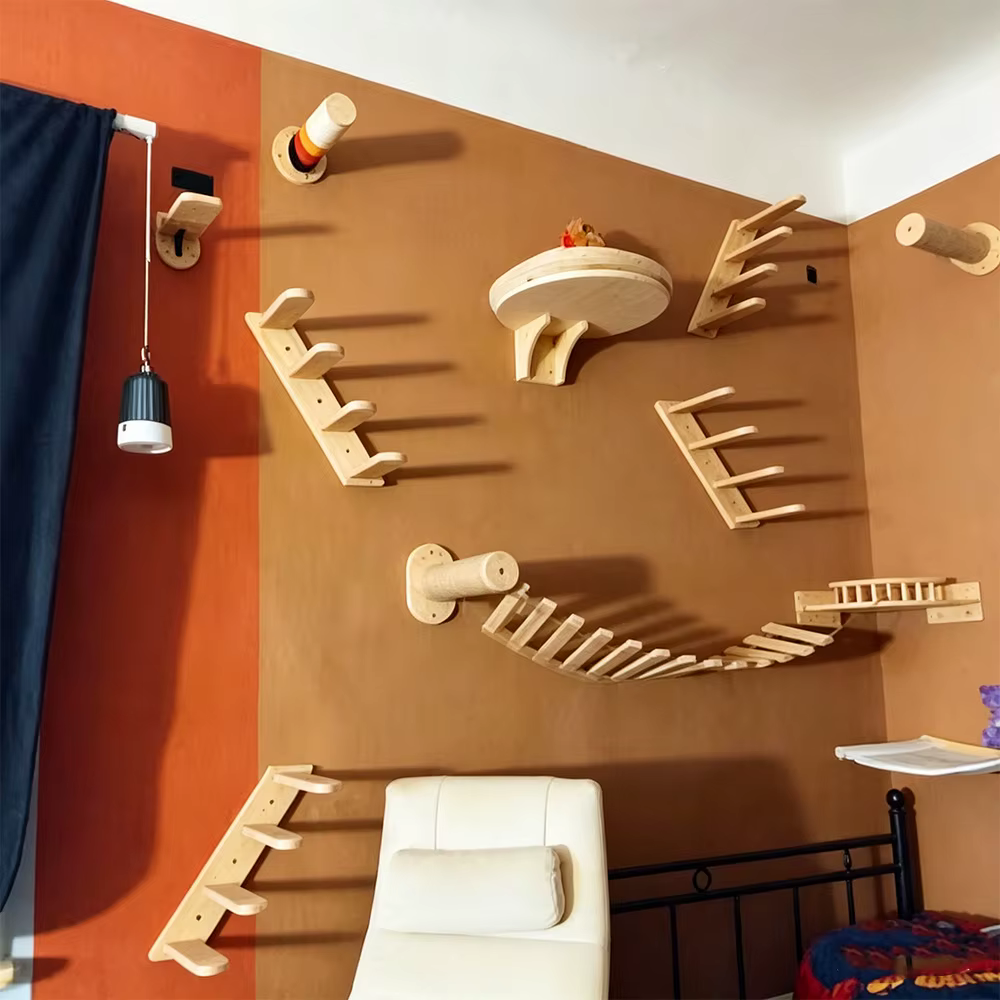 Estructura de madera maciza para gatos