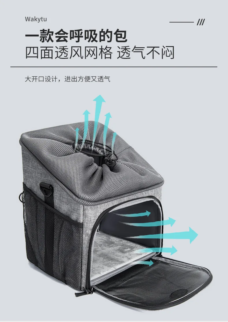 Vista de la mochila de transporte para mascotas