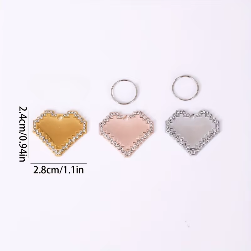Placa Identificación Personalizada Perros y Gatos – Corazón Cristal Grabado - imagen 4