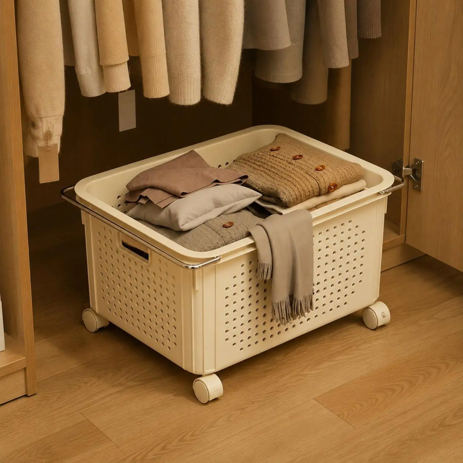 Cesto ropa plegable con ruedas gran capacidad baño - imagen 4