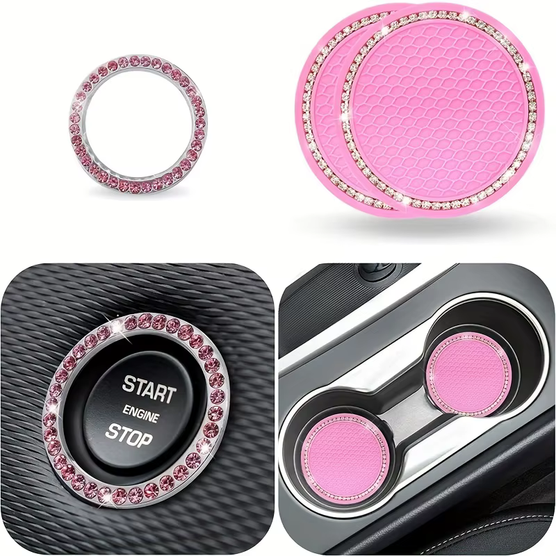 Alfombrillas para vasos de coche con diamantes incrustados - imagen 5