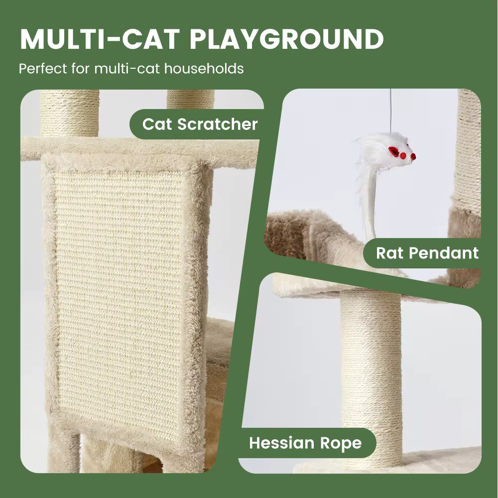 Árbol rascador alto para gatos – Poste, cama y casa de juegos - imagen 5