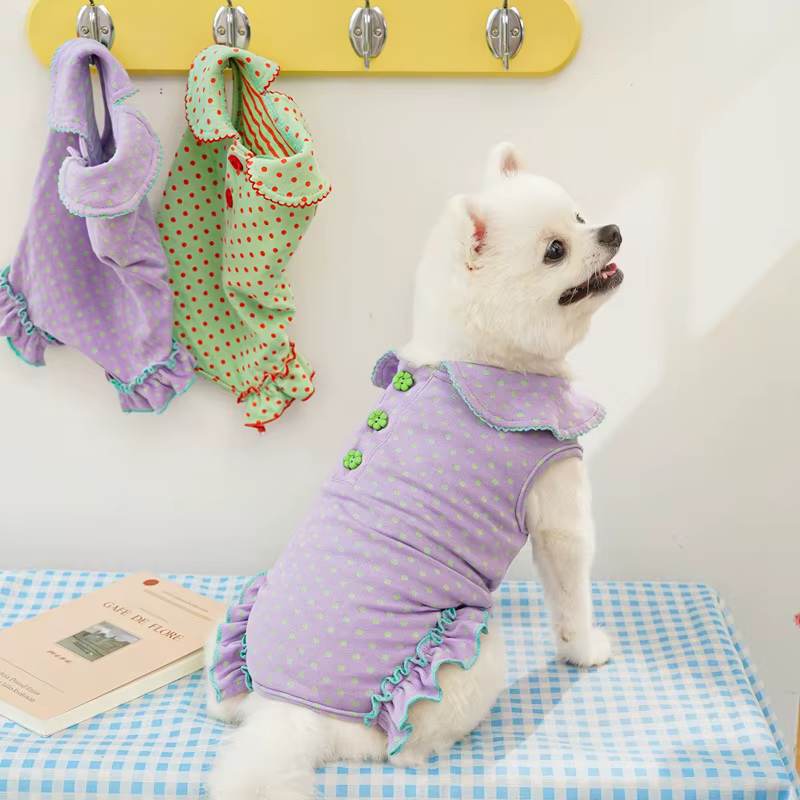 Sudadera vientre transpirable con lunares para perros y gatos - imagen 2