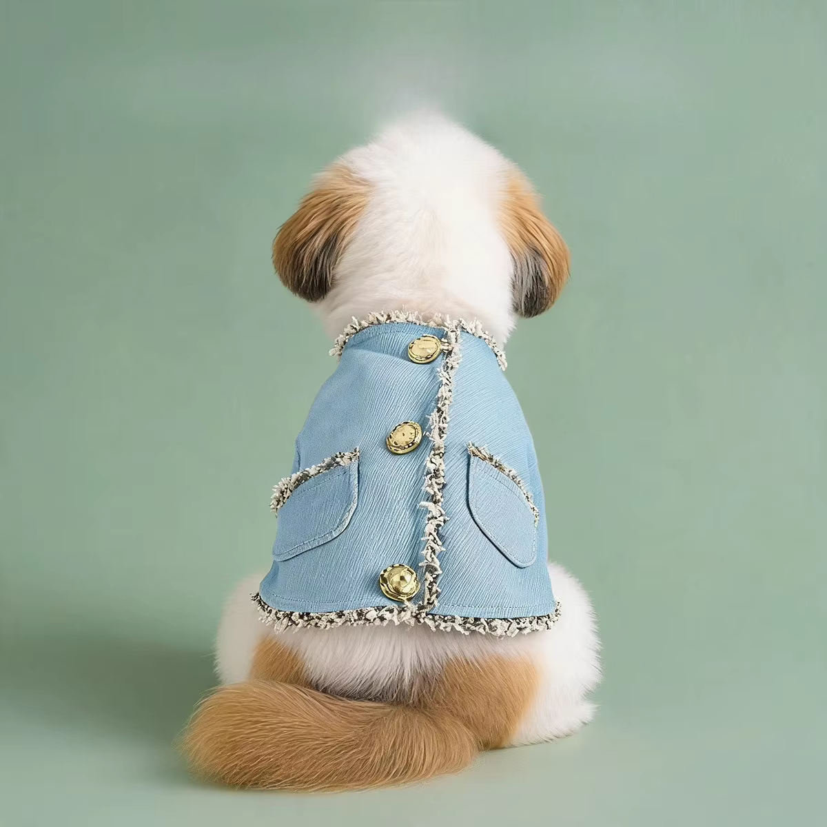 Abrigo Mezclilla Bordado para Perros Pequeños – Otoño e Invierno - imagen 2