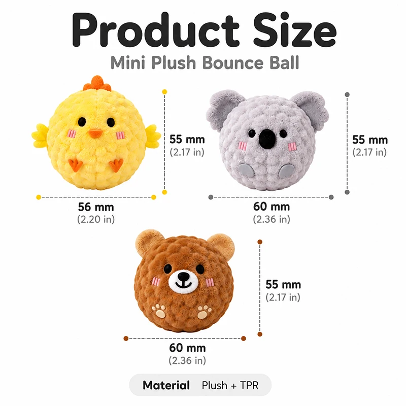 Pelota de peluche chirriante para perros: juguete TPR para masticar - imagen 3