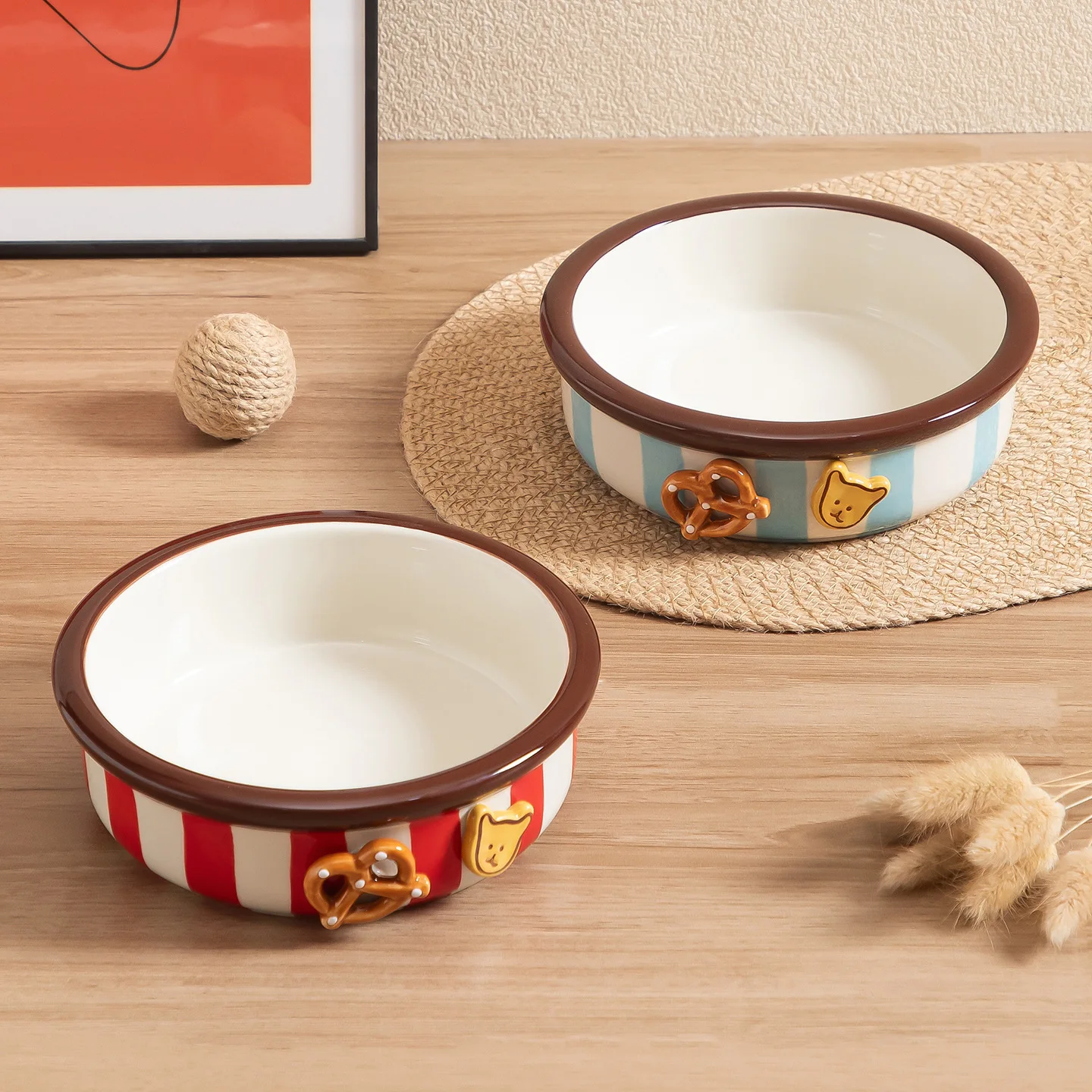 Comedero cerámica rayas retro 3D para perros y gatos - imagen 4