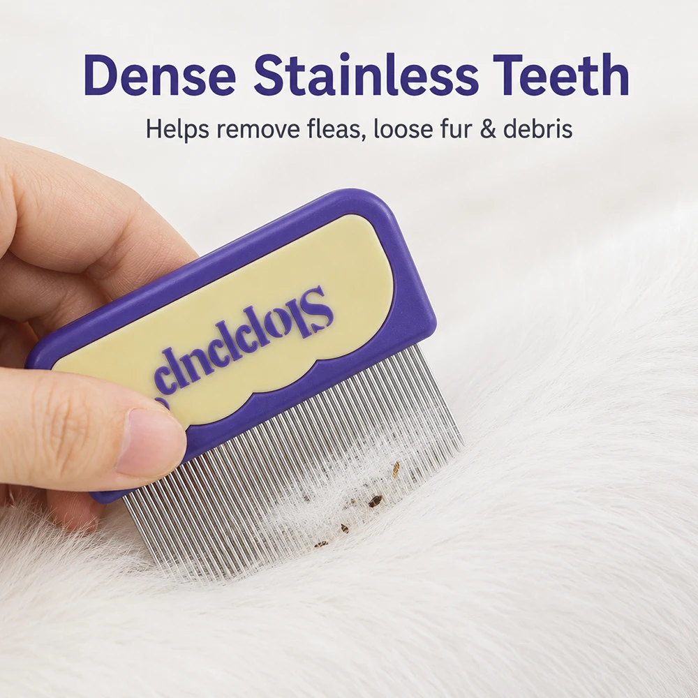 Peine antipulgas con dientes metálicos finos para gatos y perros - imagen 2