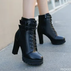 Botas cortas retro con cordones para mujer – Zapatos minimalistas y elegantes