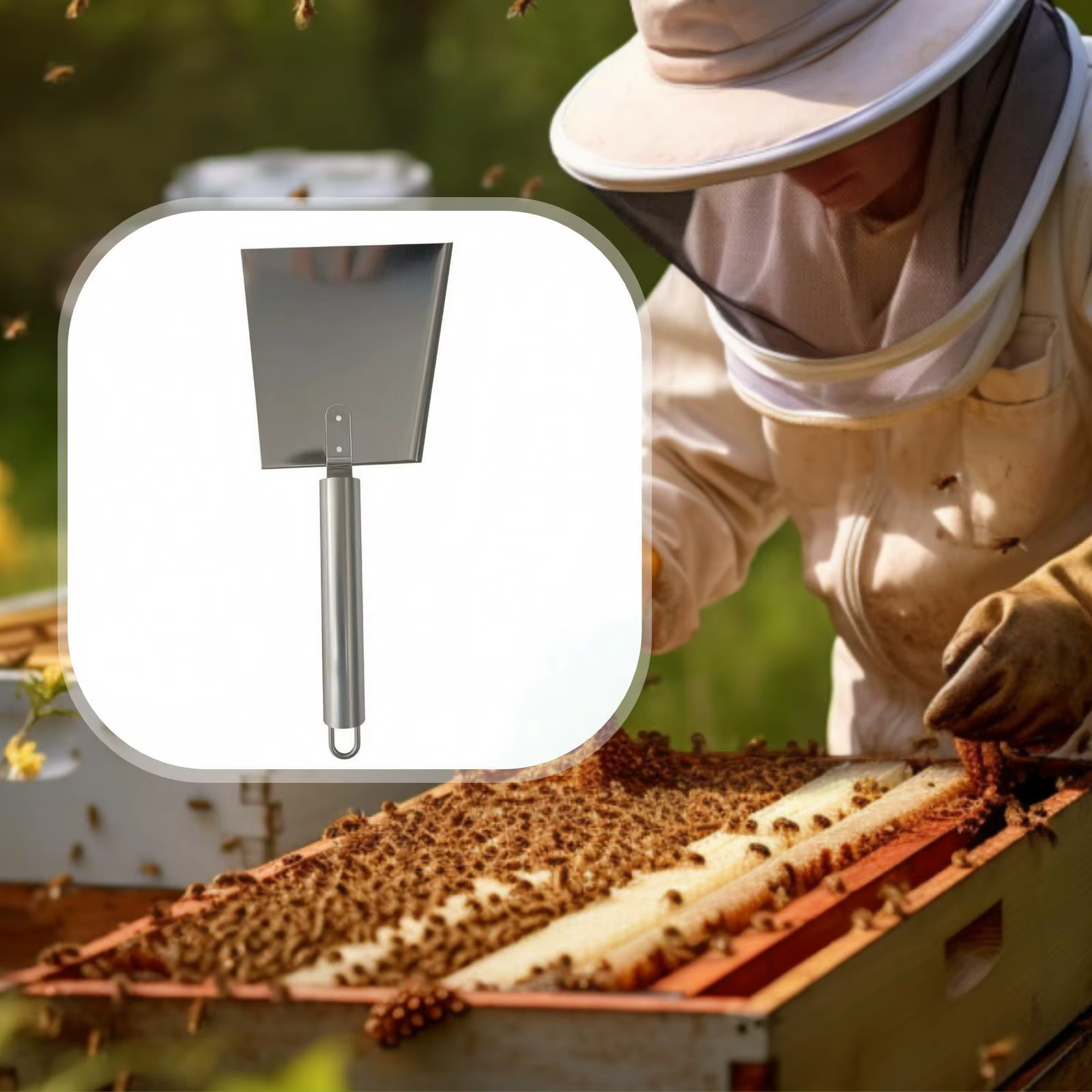 Kit para Apicultores: Limpiar Colmena y Raspador de Cera - imagen 3
