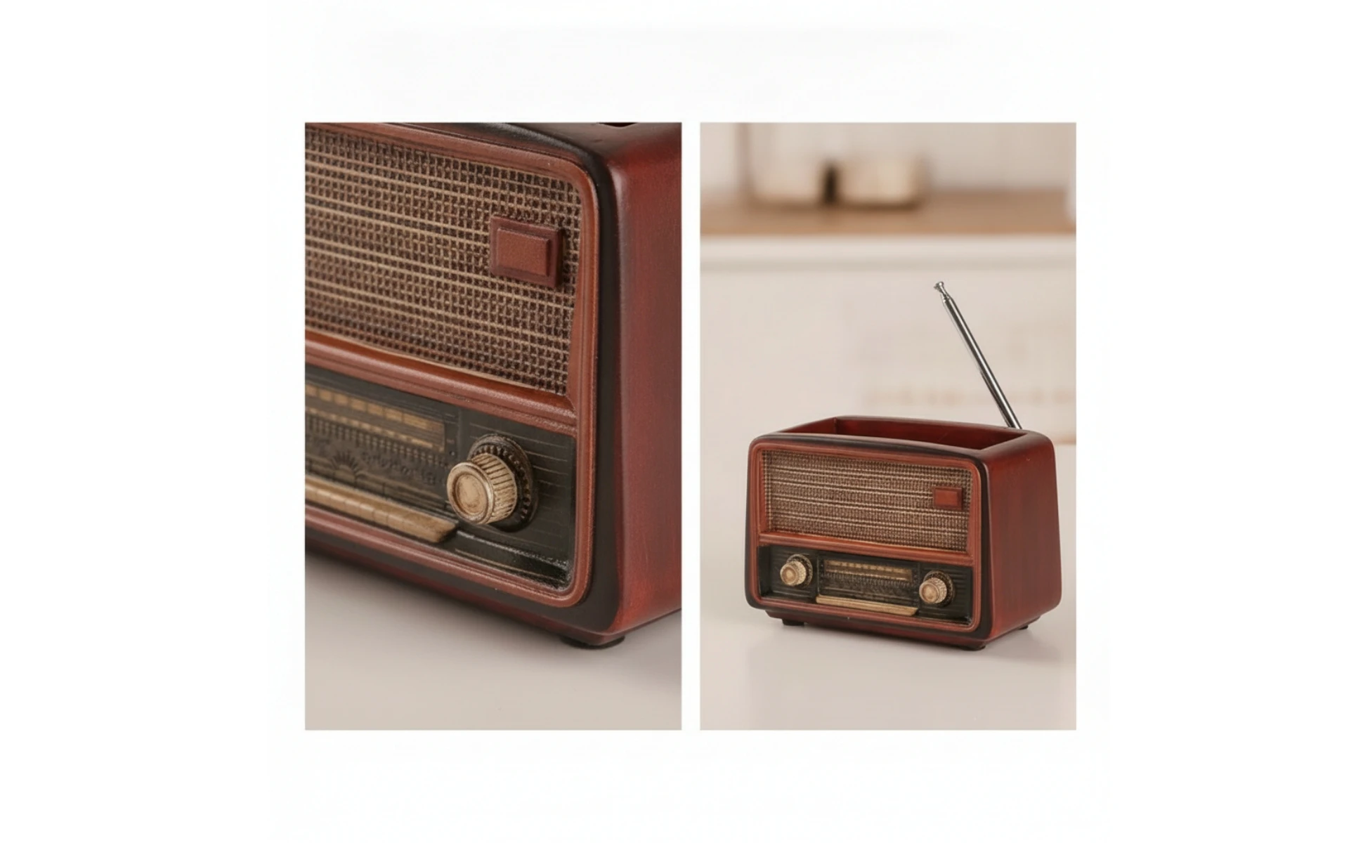 Maceta con Radio Vintage - Vista superior