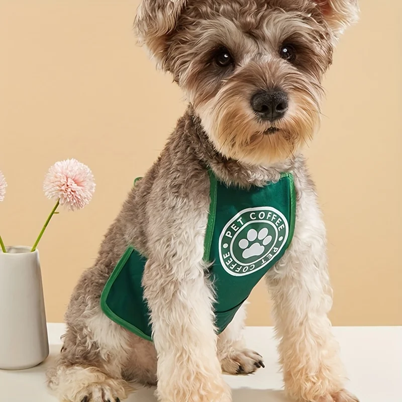 Delantal verde con estampado de dibujos animados para perro