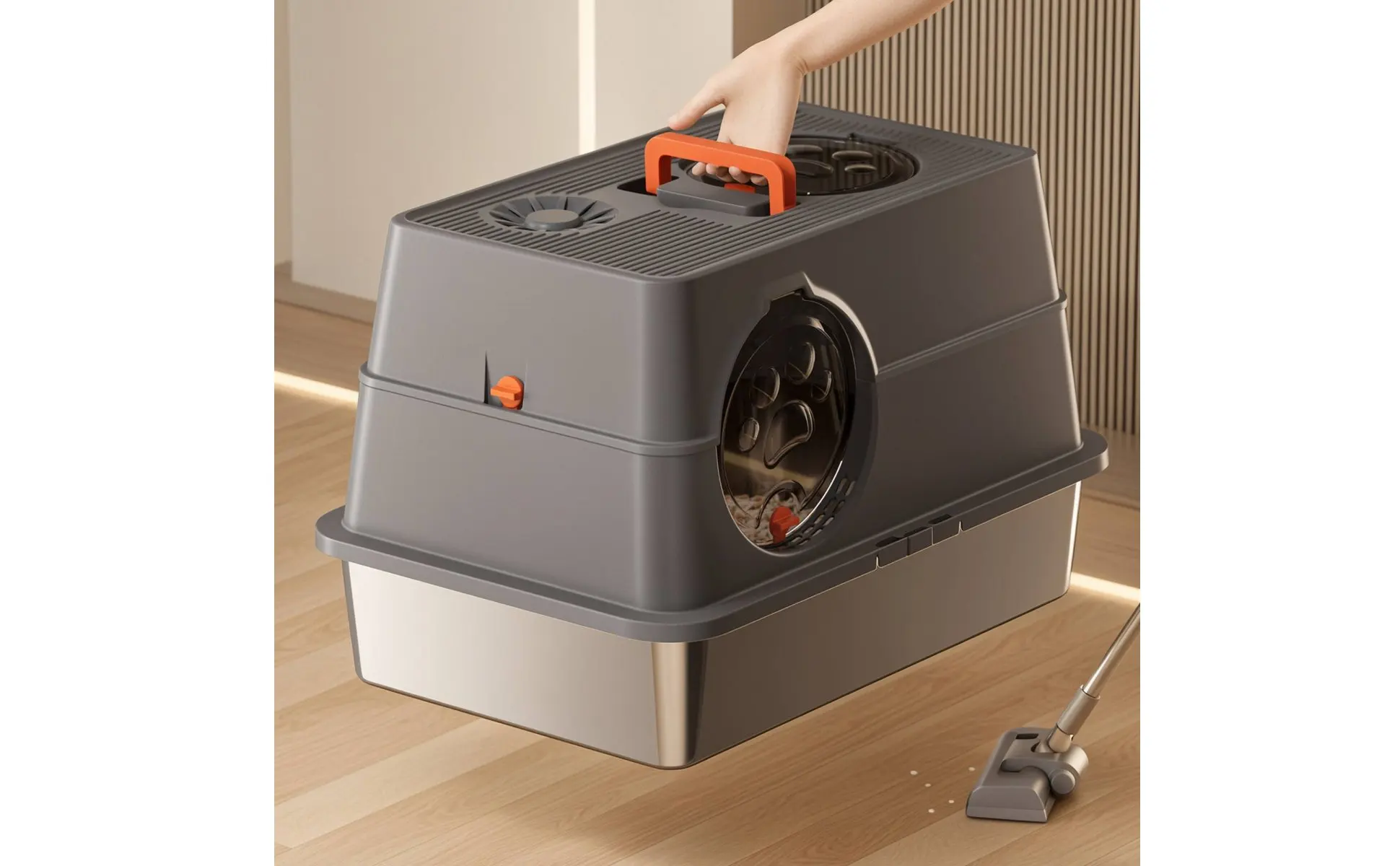 Caja de arena de acero inoxidable con superficie antiadherente