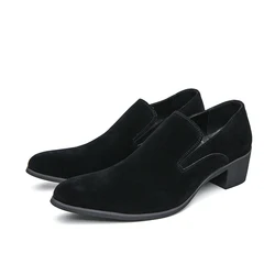 Mocasines de cuero para hombre con plataforma y tacón alto