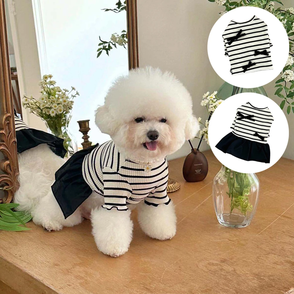Ropa de verano para perros blanco y negro, vestido disfraz Chihuahua - imagen 3