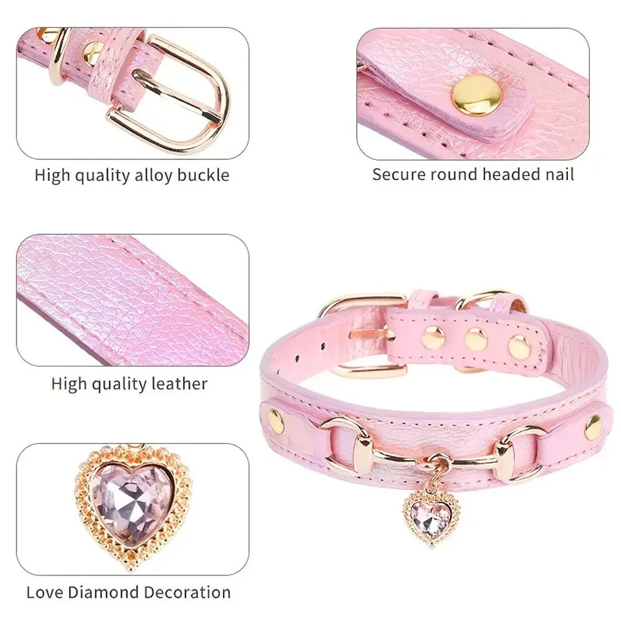 Collar ajustable con colgante de corazón para perros y gatos pequeños - imagen 2