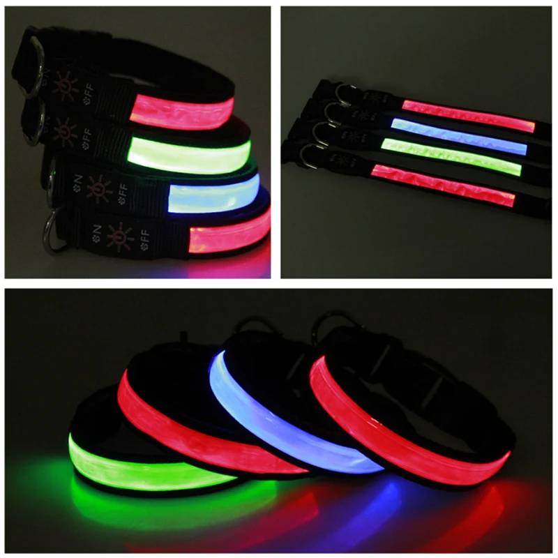Collar LED verde en modo luz fija