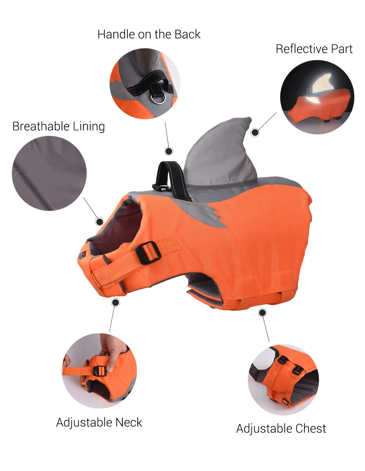 Detalle del chaleco y la flotación