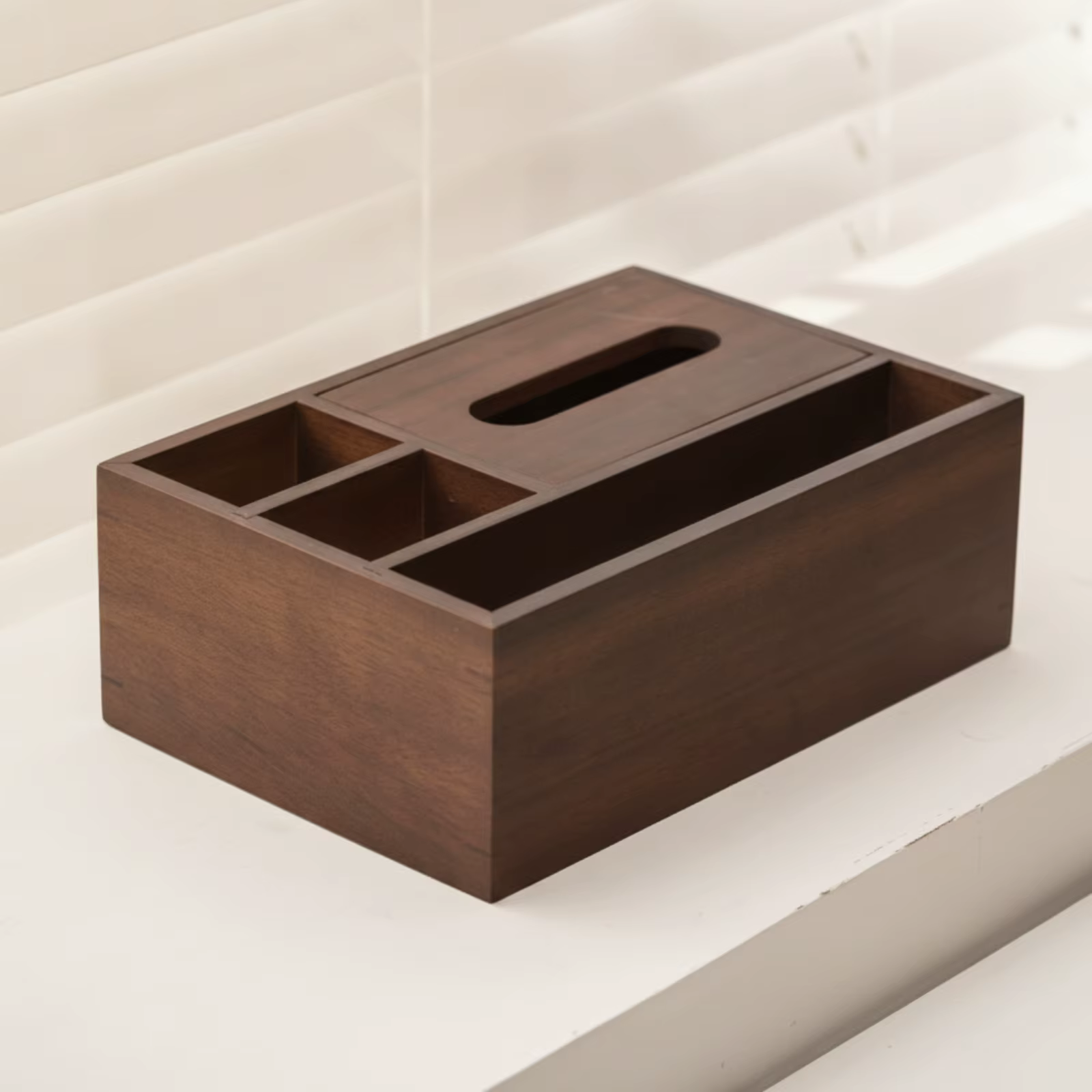 Organizador pañuelos escritorio – Soporte cajas pañuelos con compartimentos - imagen 4