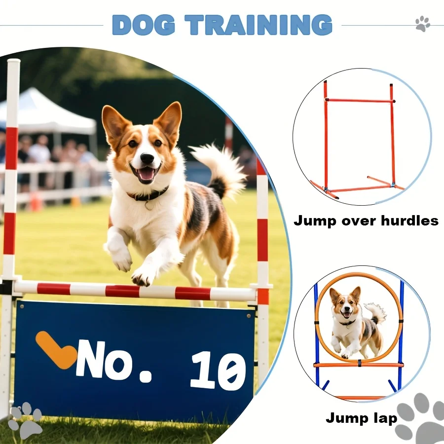 Circuito de Agilidad para Perros – Set de Obstáculos y Anillos Ajustables para Jardín