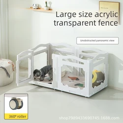 Parque para perros reforzado con ruedas plegable interior