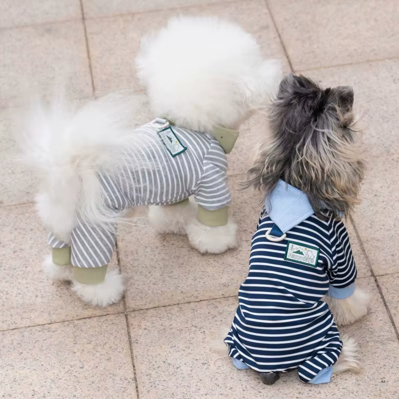 Pijama a rayas para perro pequeño y gato con anilla en D - imagen 5