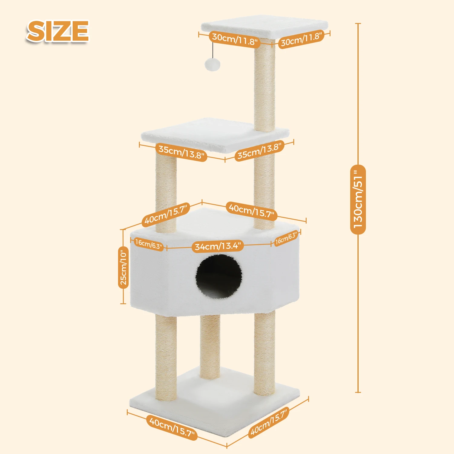 Árbol para gatos multi nivel con postes de sisal