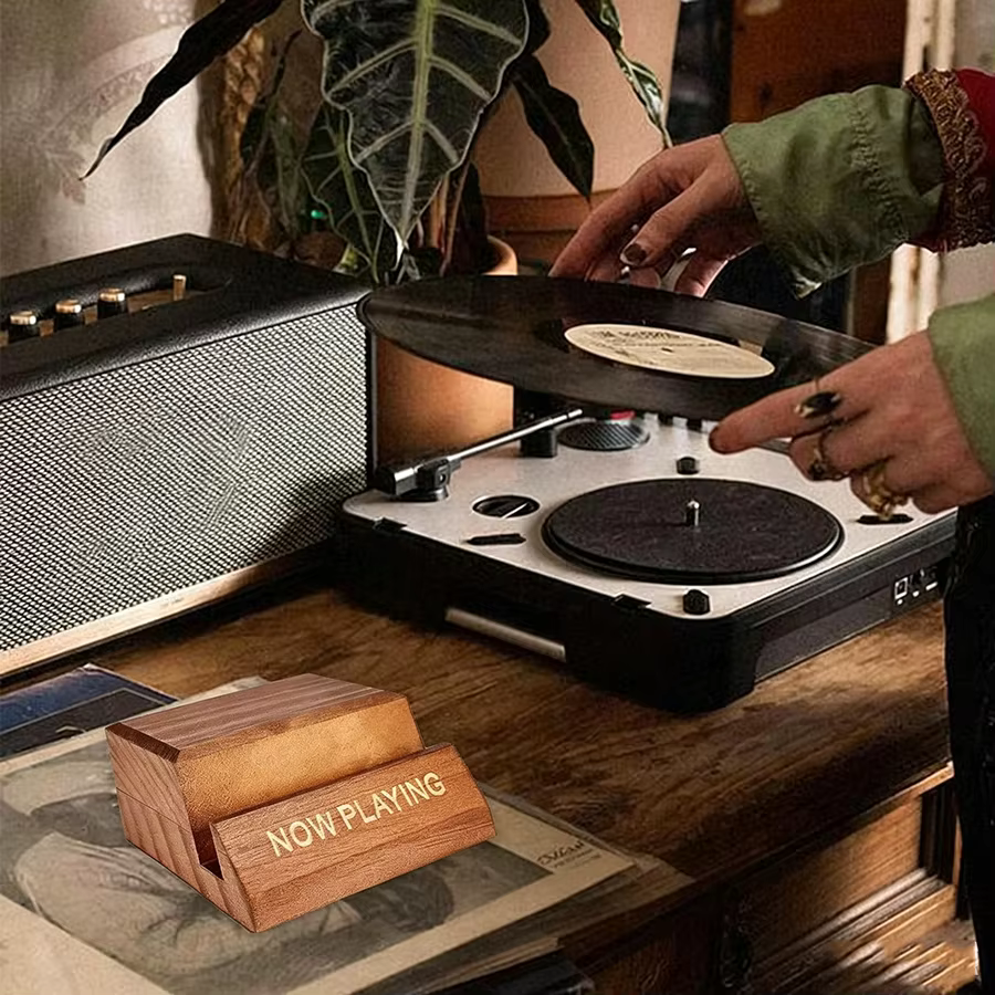 Soporte para tocadiscos de madera con laterales acrílicos - imagen 3