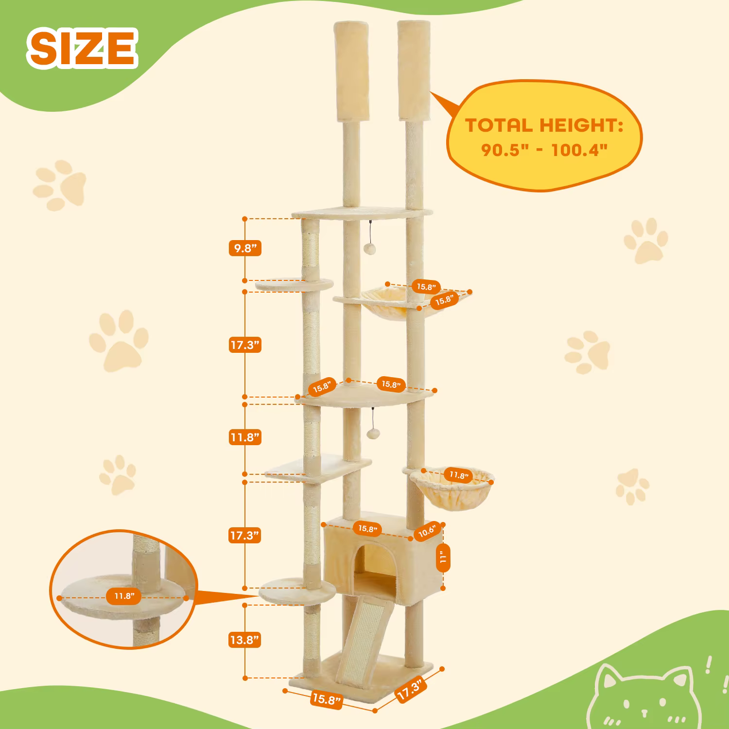 Torre para gatos de varios niveles con rascador de sisal