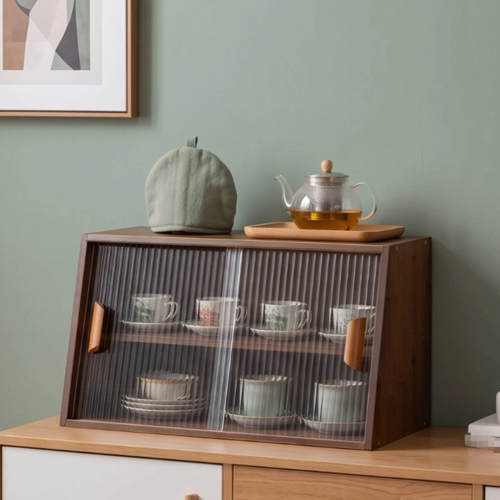 Armario de Cocina Compacto con Puertas de Vidrio – Estación de Té - imagen 2